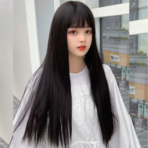 Wig female female hair realistic natural long summer full head set of red air conditioned round face wig suite Korea