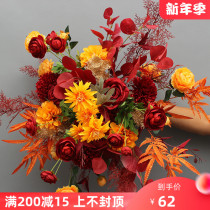 New simulation flower small wild chrysanthemum point wedding road flower potted flower pot flower background welcome decoration finished flower art