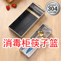 Disinfection cabinet Chopstick box Stainless steel drain chopstick rack Household kitchen tableware storage box for chopstick spoons