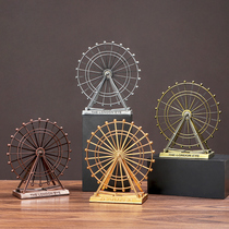 Retro Building Metal Swivel Skyscraper Pendulum Pieces Living Room Desktop TV Cabinet Decoration Small Furnishing Creative Handiwork