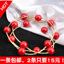 2022 New Bracelet Female Korea Dongdaemun Transfer Red Bead Bracelet Necklace Multilayer 3 Circles Korean Bracelet Jewelry
