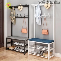 Shoe stool hanger One-piece shoe rack Shoe stool combination household door shoe stool household soft bag fabric coat rack
