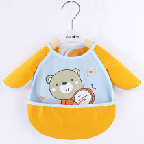 Baby boy bib with sleeveless dining surrounding pocket baby toddler feeding with dinner bib waterproof anti-wearing bib