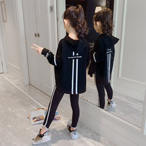 Girl Net red suit spring and autumn foreign girl Korean version of the big boy hooded 3 clothes 4 tide six 12-year-old leggings