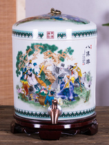 Ceramic water tank Porcelain kettle filter Cold water pot with faucet Water storage tank Water storage bucket Large capacity household