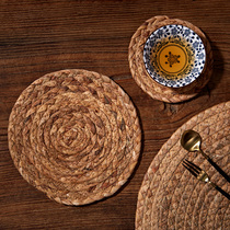 Retro straw mats food food photography posing shooting photo props background decoration ornaments accessories