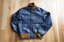 Old Chen Recommended UK Aero Leather Indigo Uplant Kneading Mapleather A-1 Flying Leather Jacket