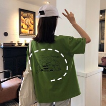 Summer Womens 2021 New Tide Size Hyun Avocado Green T-shirt Womens Short Sleeve Loose hipster Top