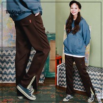IN Home 19 Spring Korean designer brand WV PROJECT Drawstring hem Split embroidered Letter trousers