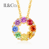 ILCO Japanese light luxury jewelry Neon Natural Color Gemstone Necklace Yellow 18K gold inlaid Sapphire Pendant for Women
