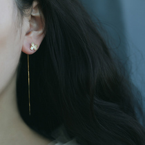 Earrings female s925 sterling silver temperament simple personality tide Joker earring marigold design sense small net red ear line