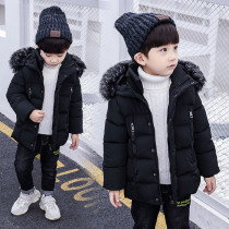 Man Boy Winter Clothing Cotton Suit Jacket 2021 New 7 Children Down Cotton Clot 3-6 Years Old Black Plus Suede 4 Thickened Padded Jacket 5