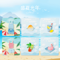 Summer light year embroidery paste summer seaside coconut tree shaved ice cloth sticker ipad shell decoration sticker Dragon bag hand book sticker
