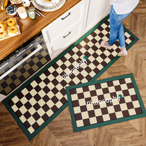 Kitchen Ground Mat home strip anti-slip anti-oil and oil-proof PVC erasable light and luxurious door cushion custom-made full