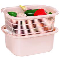 Extra large thick washing basin drainage basket kitchen double plastic drainage basin washing fruit washing basket pot