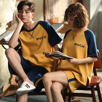 Couple pajamas summer pure cotton short-sleeved Korean version of cute men and women shorts with thin large-scale home clothing packs