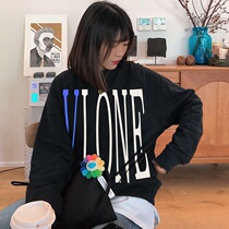VLONE star Shanghai limited Blue Big v trend loose High Street leisure round neck sleeve sweater men ins
