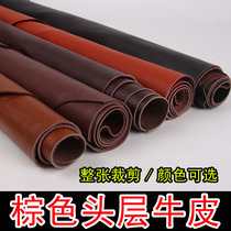 First layer cowhide yellow brown leather leather fabric leather whole brown sofa bedside soft bag cushion leather