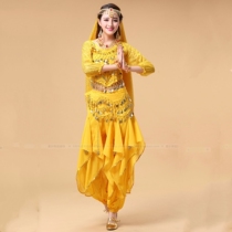 Special price India Dance Out of service Fancy Suit Stage Belly Leather Dance Dress New Show Spring Autumn Long Sleeve Swivel Pants