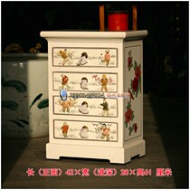  Yangzhou lacquerware manufacturers neoclassical lacquer art home decoration bone stone inlaid with white characters four-drawer bedside table customization