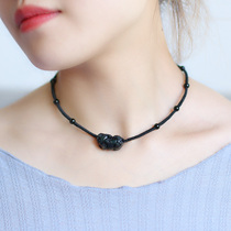 Black Yaoshi Leopard Leopard Necklace Womens Leopard Pendant High Sense 2022 New Lukewarm Wind 520 Neck Chain Collarbone Chain