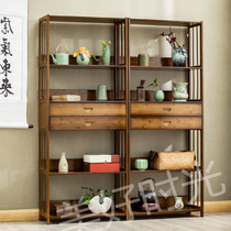 Simple bookshelf Modern minimalist creative combination bookcase Bogu rack Solid wood Chinese style floor-to-ceiling living room shelf Household