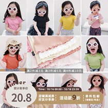 Childrens clothing summer clothing 2021 newborn baby girl baby clothes girl cotton wooden ear short sleeve top