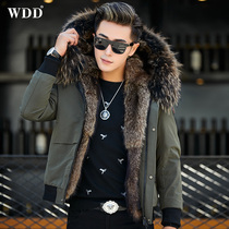 2021 winter Parker clothing mens fur one-piece Haining fur liner hooded jacket short parka tide