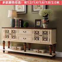 American hollow dining side table end view TV porch cabinet European door hall partition cabinet Mediterranean living room backrest