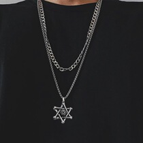 ins six stars Devils Eye necklace fashion hip hop personality trendy man pendant Net red sweater couple chain