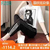 FZOG fezog 2021 new short sleeve sports suit female summer Net red fried street casual fashion two-piece set