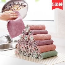 Xiaodingjia does not lose water absorbent dishwashing cloth 5 strips kitchen thickened cleaning towel towel non-stained oil rag
