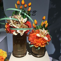 Light luxury orange simulation flower model house sales office table TV decoration cabinet soft finished decoration combination floral art