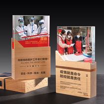 Crystal trophies custom-made creative wooden medals lettering activities competition excellent staff volunteer souvenirs