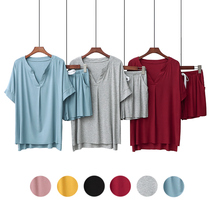 2020-thin-style pyjamas for women Sharo tattoo with heart cut Modale cotton shorts short sleeve home suit V collar