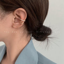 Metal micro-inlaid zircon multi-layer ear clip stud earrings female niche design advanced earrings exquisite small earring accessories
