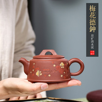 Yixing Purple Sand Pot Raw Mine Clear Cement Plum Blossoms Plum Bell Teapot