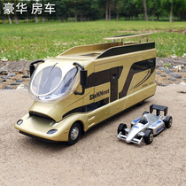 Large number luxury travel caravan alloy car model simulation metal toy car model open door and light back force car