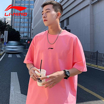 China Li Ning short sleeve T-shirt mens summer new pure cotton country Tide Round Collar Loose Casual Sports Blouse Half Sleeve