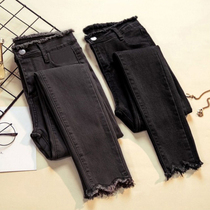 Big code high waist jeans Womens spring autumn chubby sister 2021 new 90% pants fat mm Hedges slim-skinny pair of pants