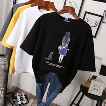 womens plus size 2022 new summer clothing fat peoples short sleeve t-shirt womens 200kg loose fat girls belly cover top