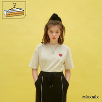 (Spot) mixxmix Korean version of Joker round neck love cotton short sleeve casual T-shirt female 2021 New Spring