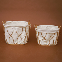 NASO Nordic Wrought iron fabric storage basket Storage basket Simple wrought iron storage frame Fabric storage basket