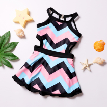 Swimsuit female summer children conjoined girl princess skirt style middle child Korean cute hot spring child new parent-child