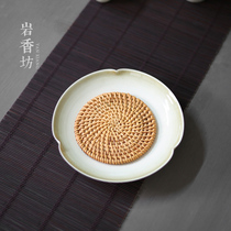 Rock Incense Workshop Grass Wood Grey Glazed Pot bearing fruit pan Tea spot disc Dried Bubble Pan with tea Underholding pot Tootto