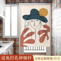 Nordic creative abstract cloth curtain modern simple non-punch home toilet toilet bedroom blocking partition curtain