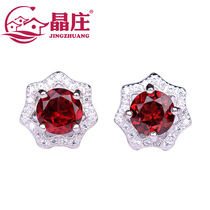 Natural garnet earrings s925 silver purple yellow crystal simple star cute temperament fashion Advanced Ear ornaments
