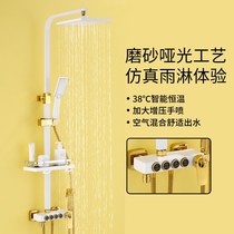 YR Shower Suit Home Shower Black Gold Platinum Large Shower Head Full Copper Bath Nozzle Square Bathroom Black Shower