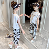 Girls casual set summer thin 2021 new childrens net red fashionable clothing in big children two-piece foreign style