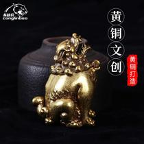 Pure brass incense burner ornaments mythical beast 狻猊 backflow incense desktop decoration aromatherapy burner incense incense Tao Zen custom